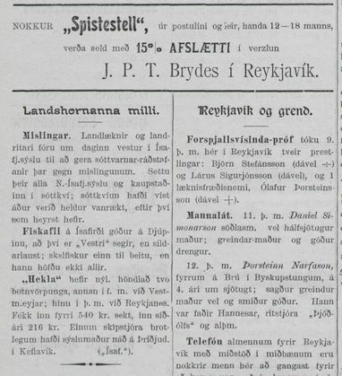 Úr blaðinu Reykjavík 16.6.1904