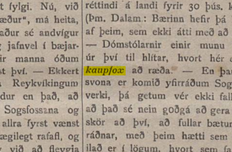 Orðið kaupfox sést hér í blaðagrein frá 1919.