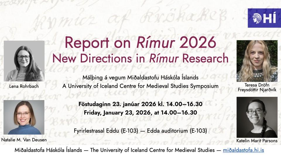 Kynningarmynd um málþingið Report on Rímur 2026